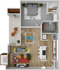 One Bedroom / One Bath -735 Sq.Ft.*
