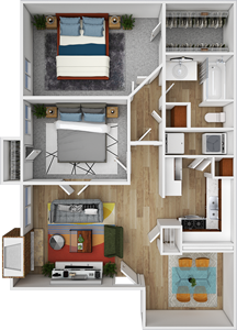 Two Bedroom / One Bath -874 Sq.Ft.*